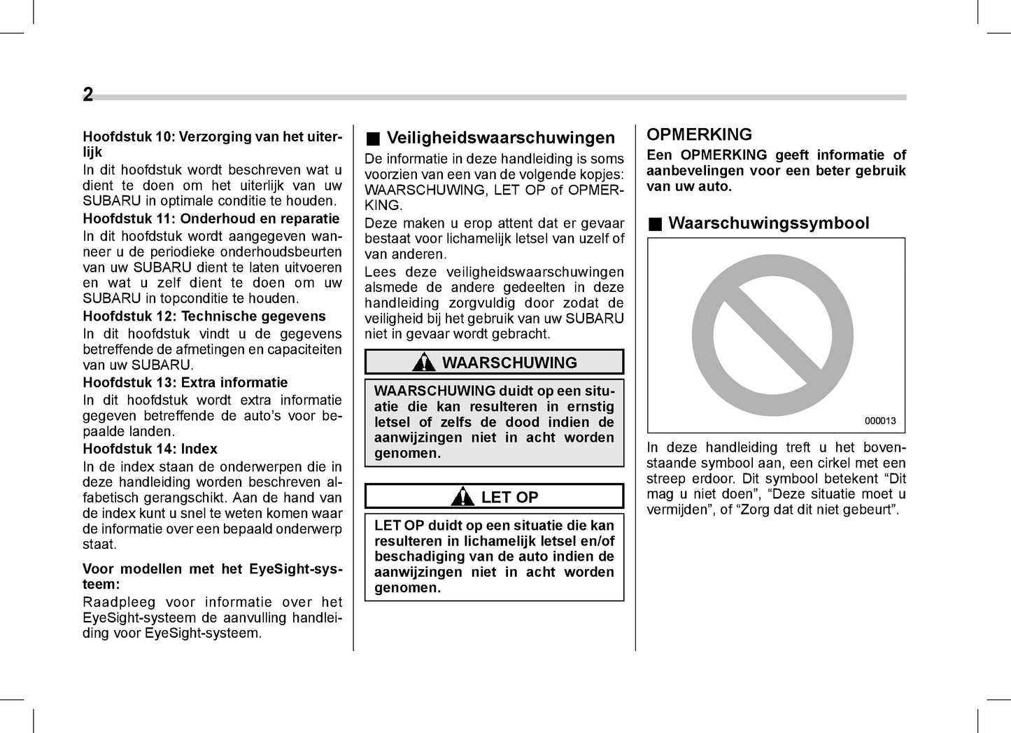 2019 Subaru Outback/Legacy Owner's Manual | Dutch