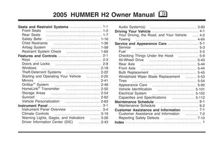 2005 Hummer H2 Manuel du propriétaire | Anglais