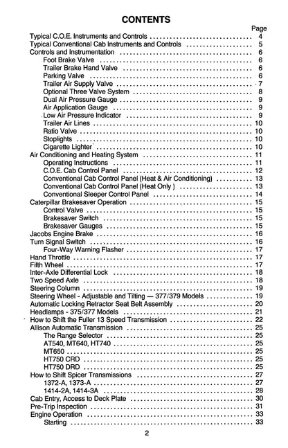 1981 - 1990 Peterbilt 379 Owner's Manual | English