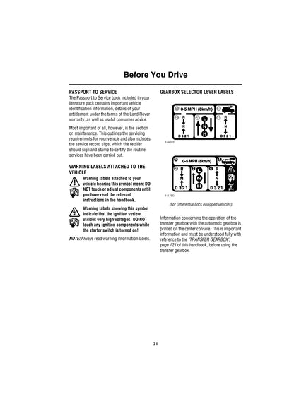 2004 Land Rover Discovery Owner's Manual | English