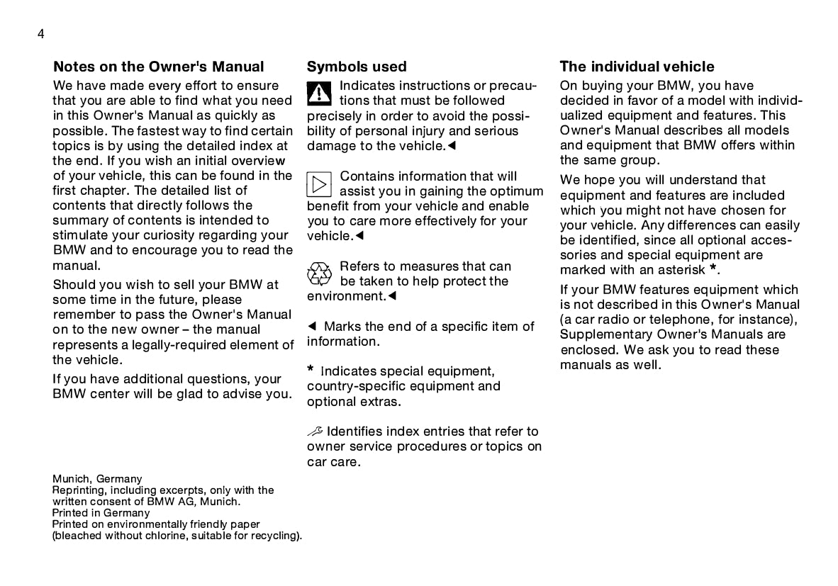 2001 BMW Z3 Owner's Manual | English
