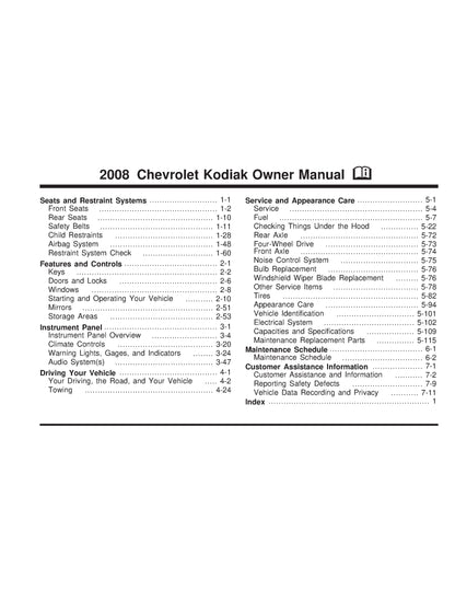 2008 Chevrolet Kodiak Bedienungsanleitung | Englisch