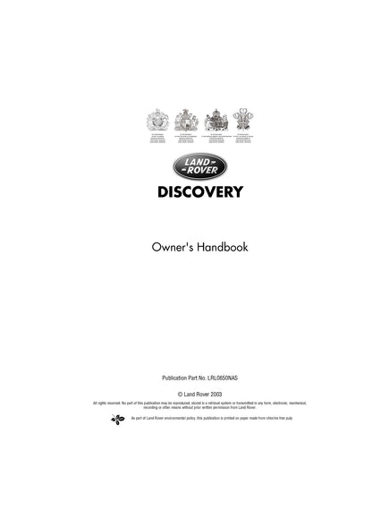 2004 Land Rover Discovery Owner's Manual | English