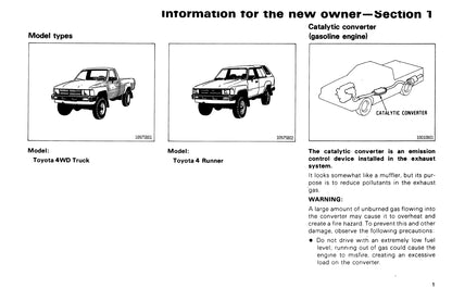 1987 Toyota 4WD Truck/4Runner Owner's Manual | English