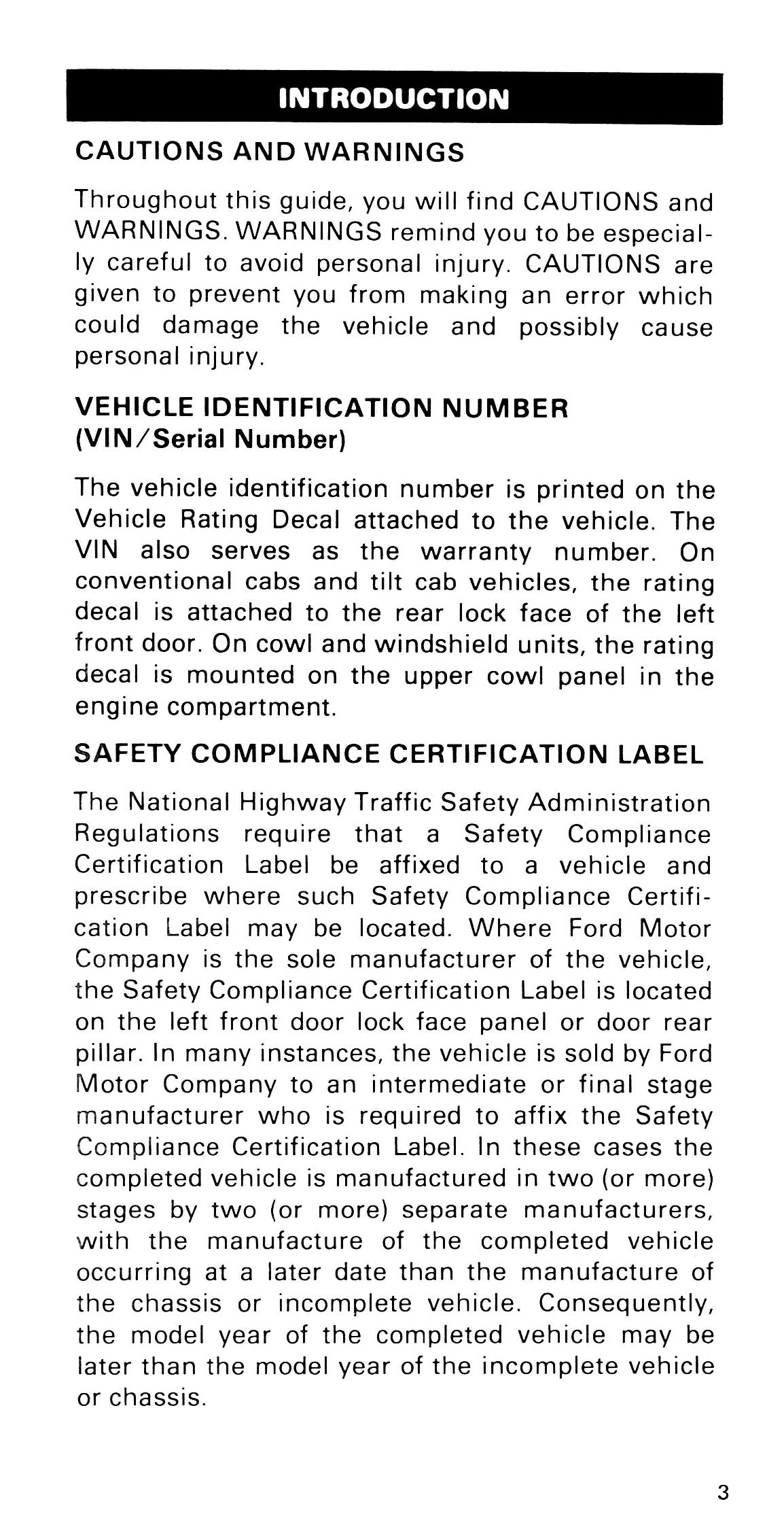 1985 Ford Medium Duty / 600 / 700 / 7000 Owner's Manual | English