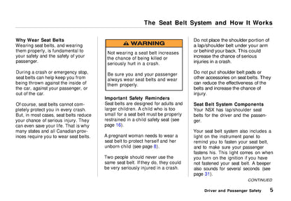 1995 Acura NSX Owner's Manual | English