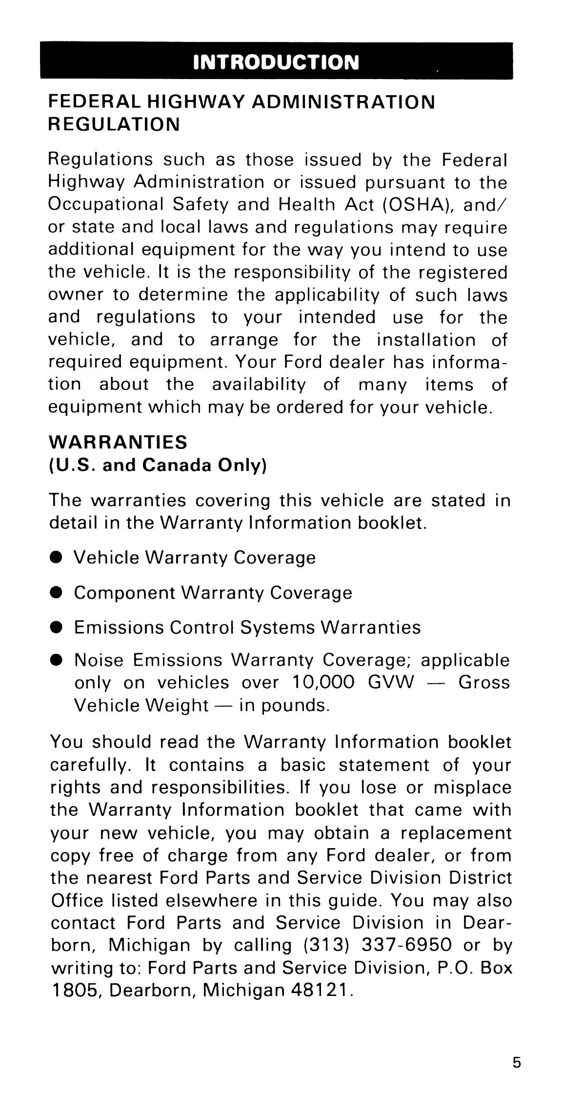 1985 Ford Medium Duty / 600 / 700 / 7000 Manuel du propriétaire | Anglais