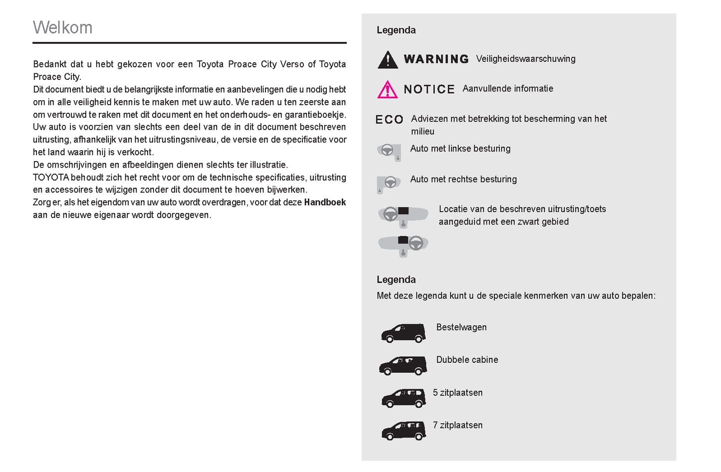 2021-2024 Toyota Proace City/Proace City Verso Bedienungsanleitung | Niederländisch