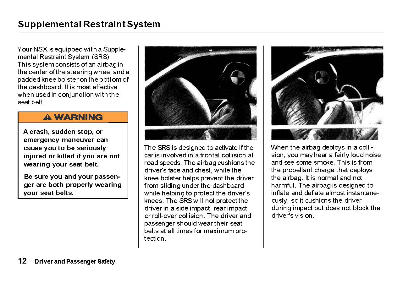 1991 Acura NSX Owner's Manual | English