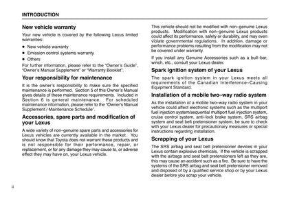 2001 Lexus LX 470 Owner's Manual | English