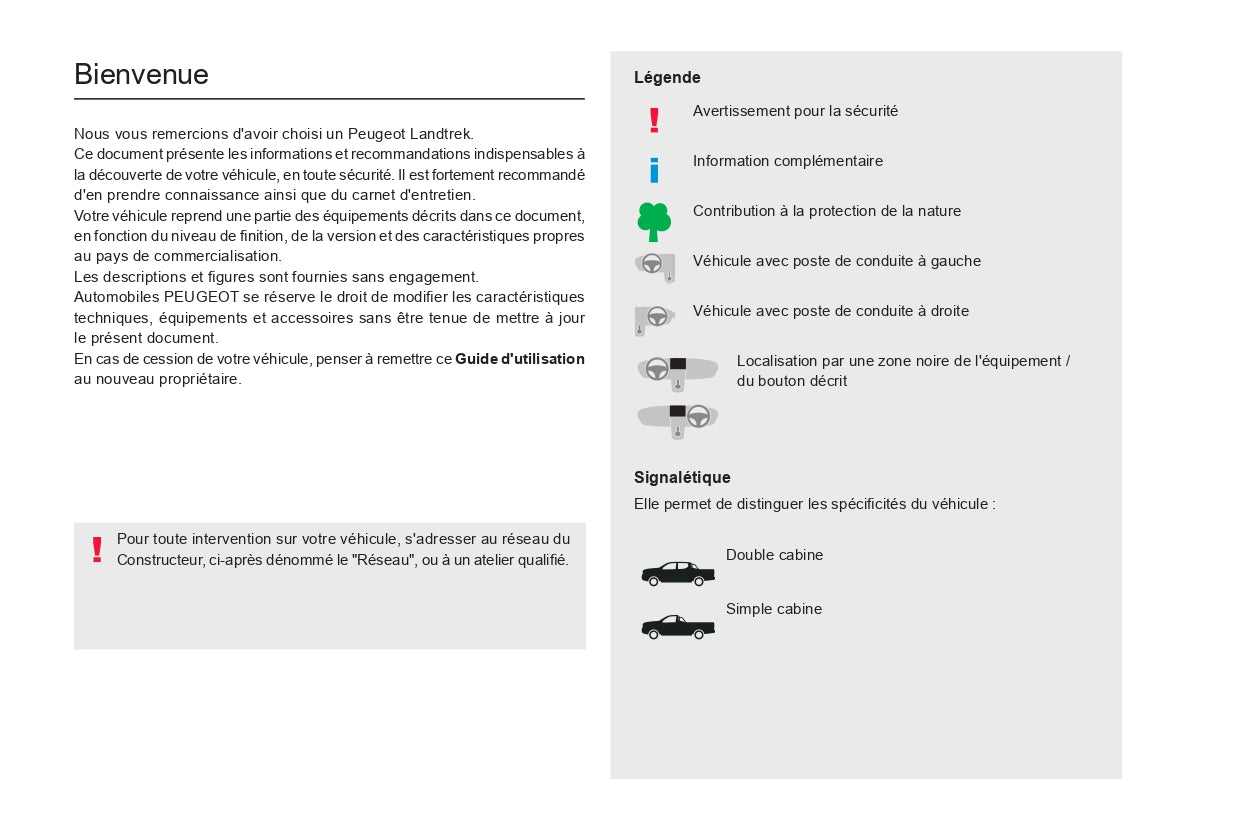 2022-2024 Peugeot Landtrek Manuel du propriétaire | Français