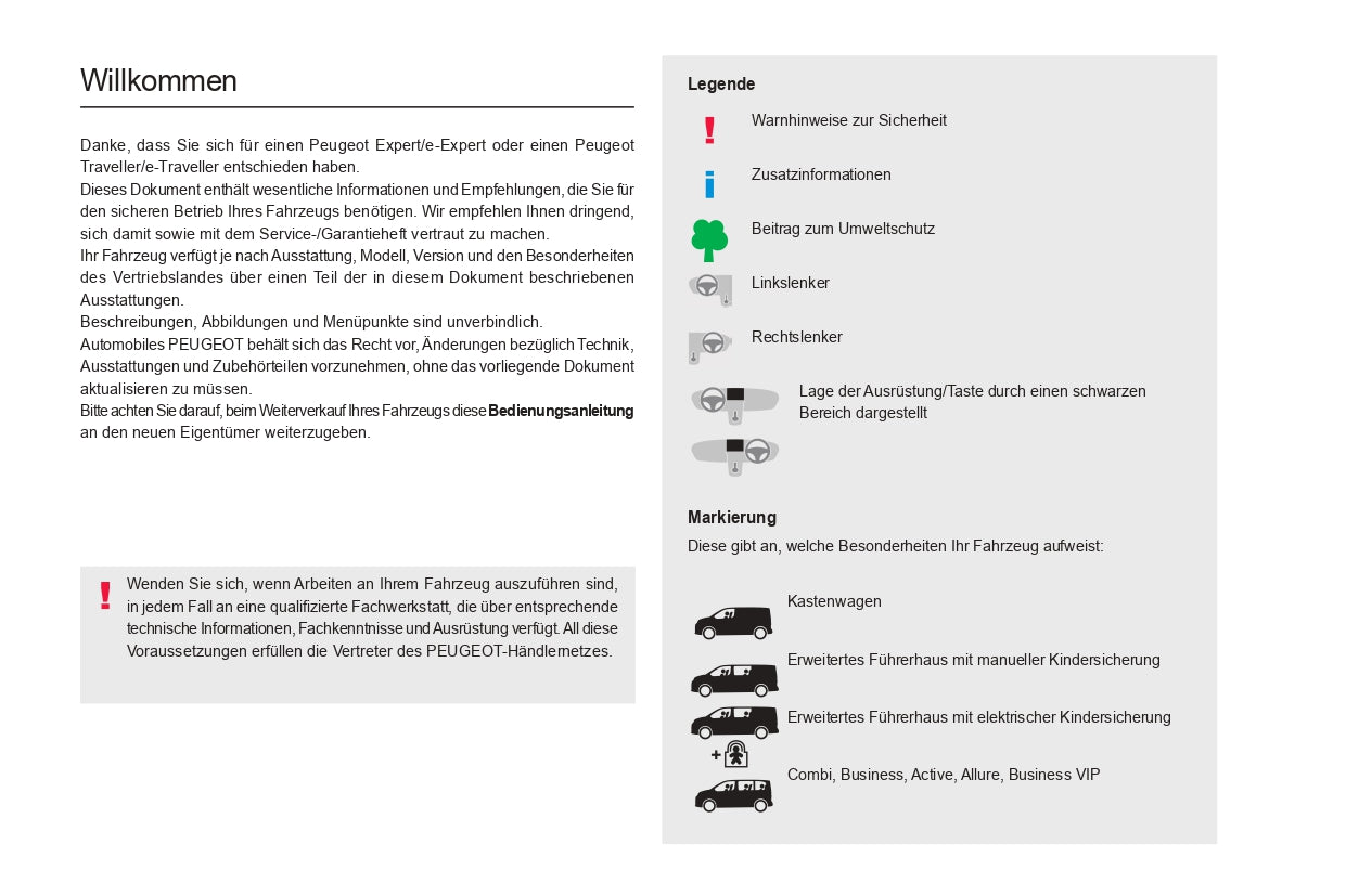 2024 Peugeot Expert/e-Expert/Traveller/e-Traveller Manuel du propriétaire | Allemand