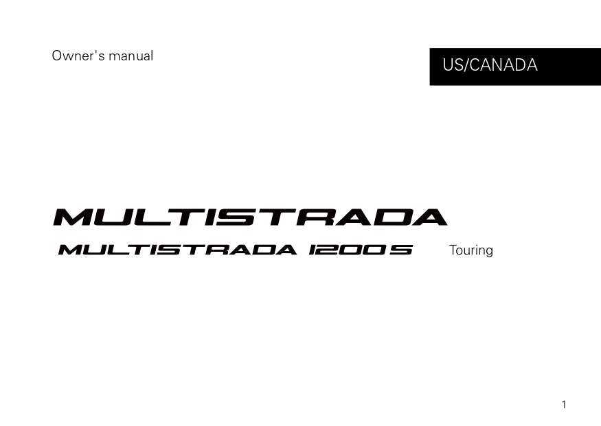 2014 Ducati Multistrada 1200S Touring Owner's Manual