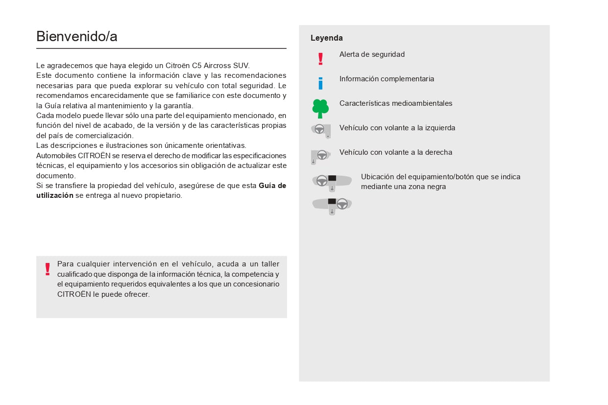 2022-2024 Citroën C5 Aircross Owner's Manual | Spanish