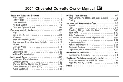 2004 Chevrolet Corvette Bedienungsanleitung | Englisch