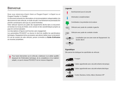 2022-2024 Peugeot Expert/e-Expert/Traveller/e-Traveller Owner's Manual | French