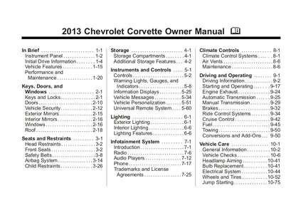 2013 Chevrolet Corvette Gebruikershandleiding | Engels