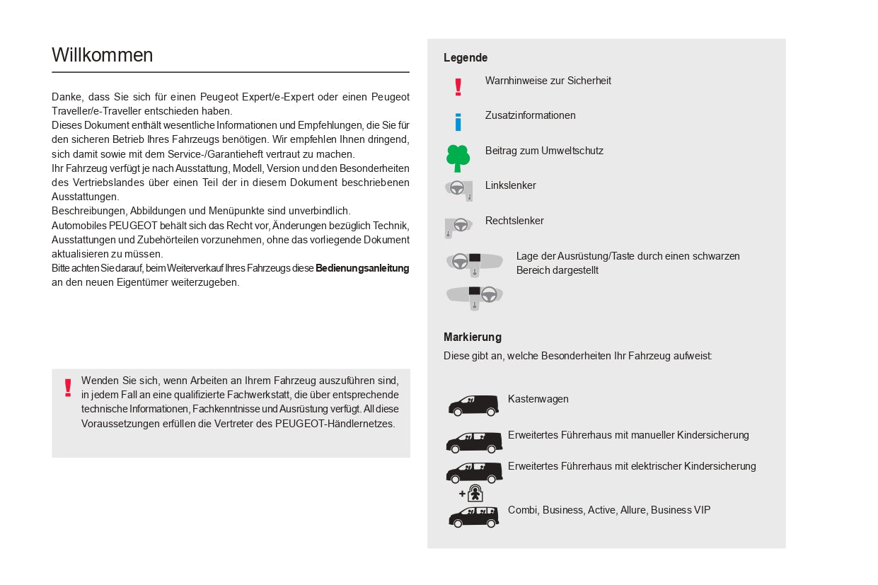 2022-2024 Peugeot Expert/Traveller/e-Expert/e-Traveller Owner's Manual | German