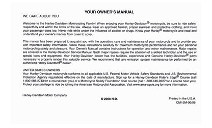2009 Harley-Davidson FXSTSSE3 Owner's Manual | English