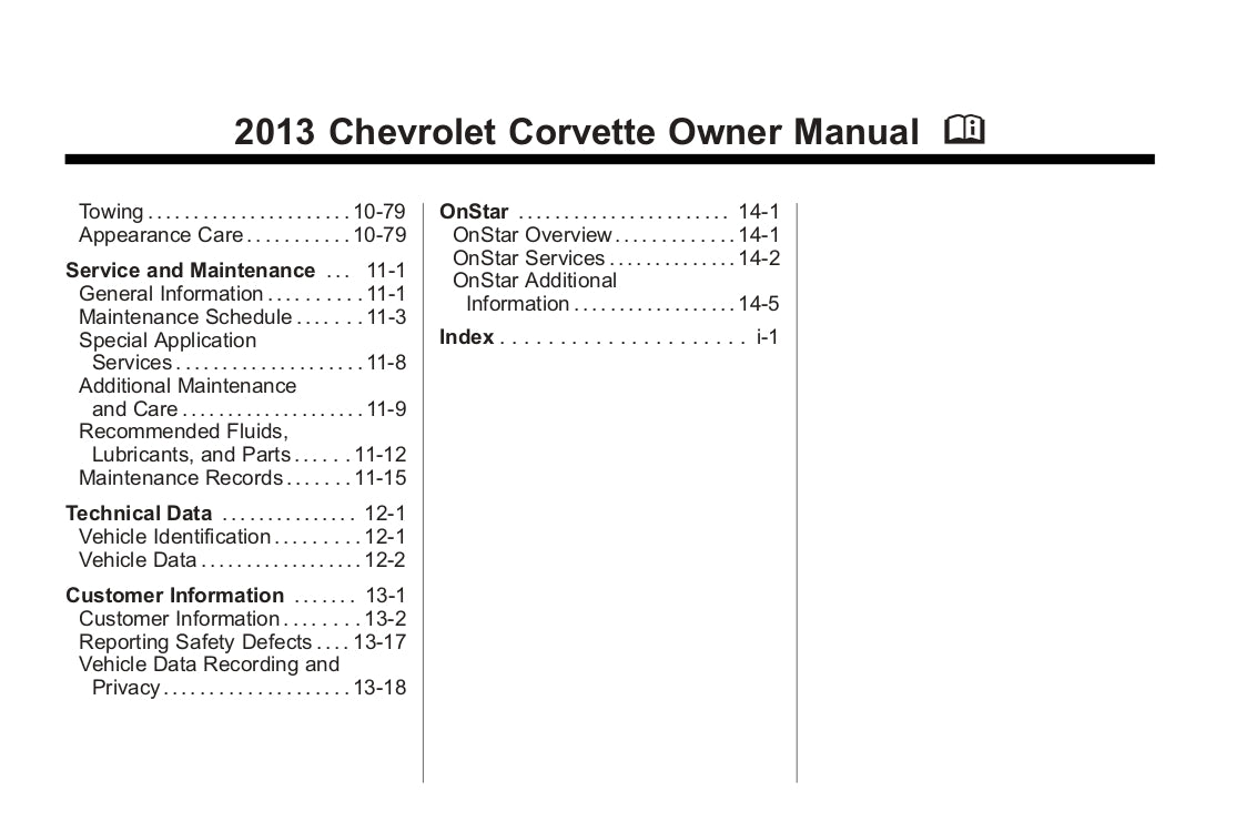 2013 Chevrolet Corvette Manuel du propriétaire | Anglais