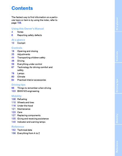 2008 BMW M3 Owner's Manual | English