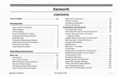 2004-2010 Kenworth W900/T600/T660/T800/C500 Bedienungsanleitung | Englisch