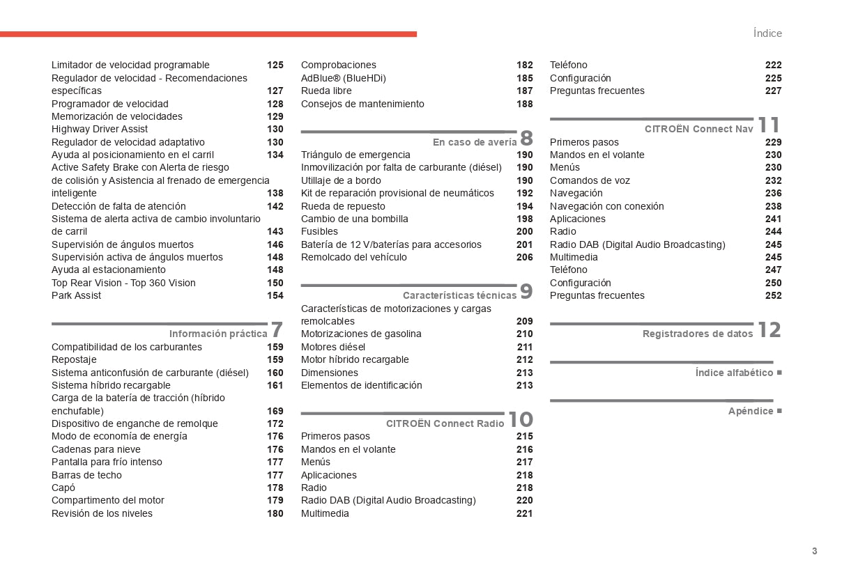 2022-2024 Citroën C5 Aircross Owner's Manual | Spanish