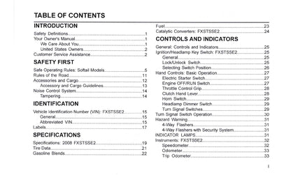 2008 Harley-Davidson FXSTSSE2  Owner's Manual | English