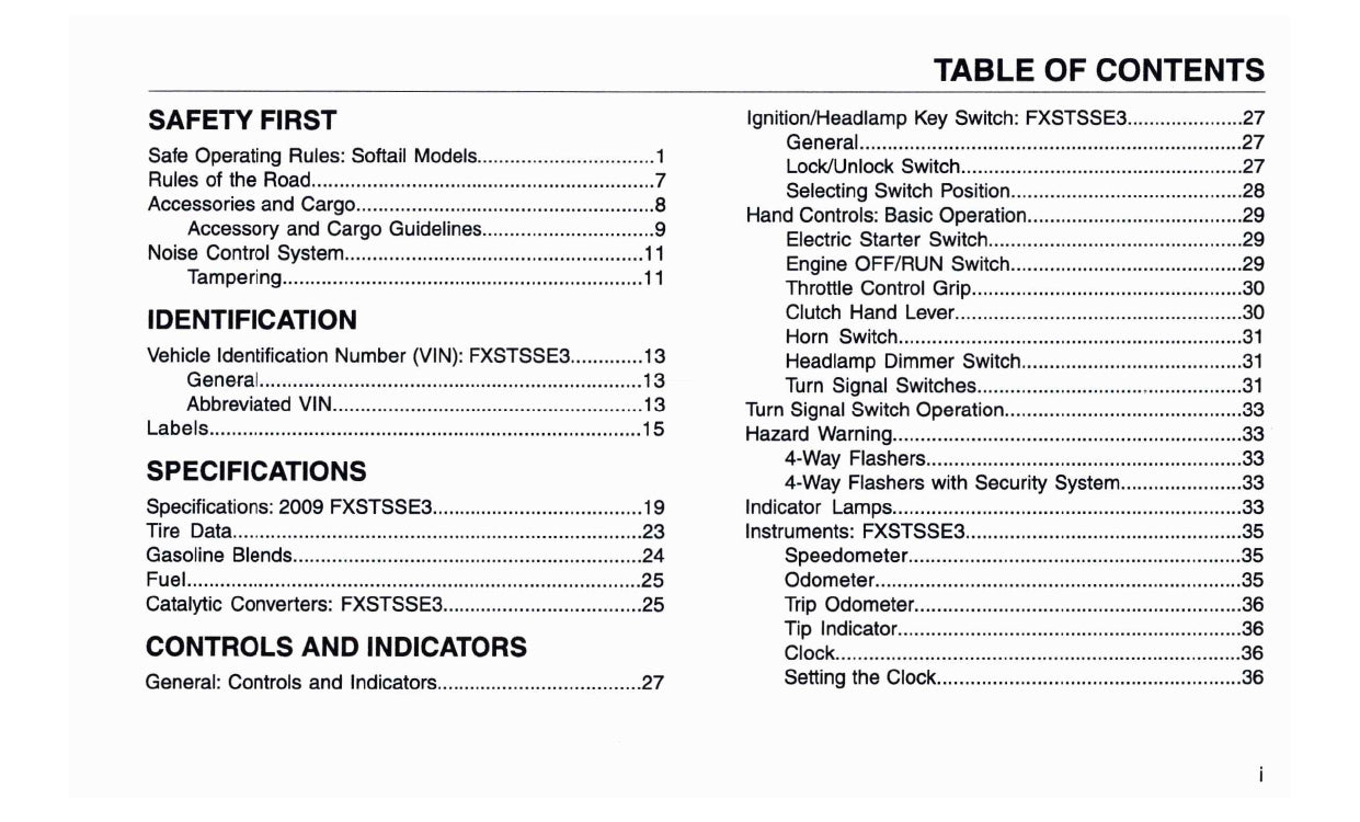 2009 Harley-Davidson FXSTSSE3 Owner's Manual | English
