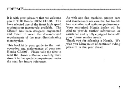 1972-1973 Honda CB350F Owner's Manual | English