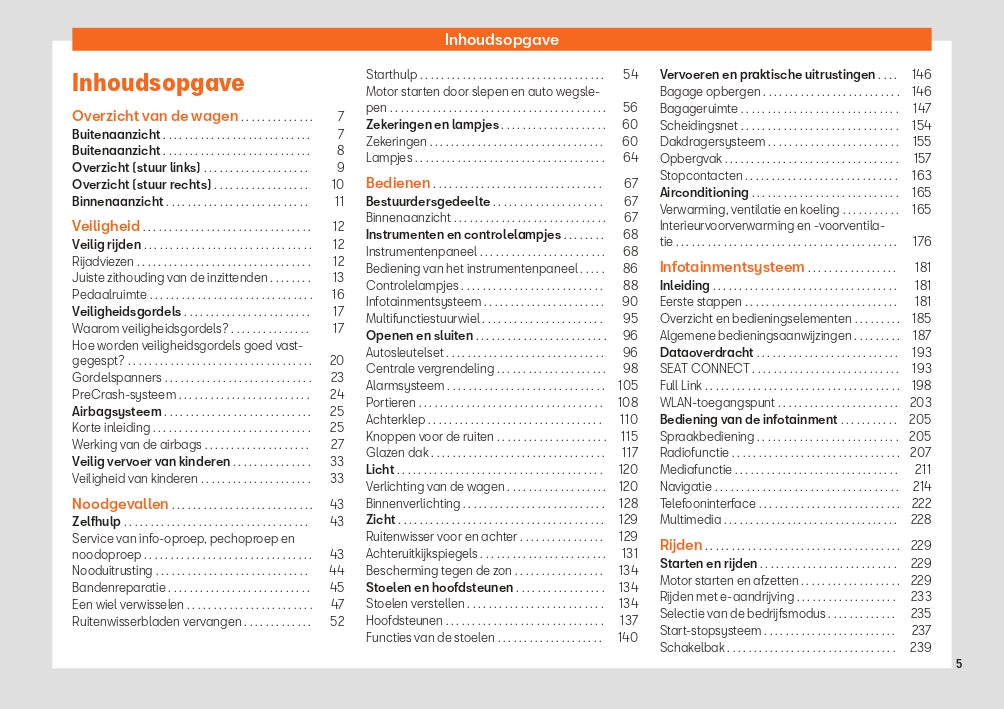 2022 Seat Tarraco Owner's Manual | Dutch
