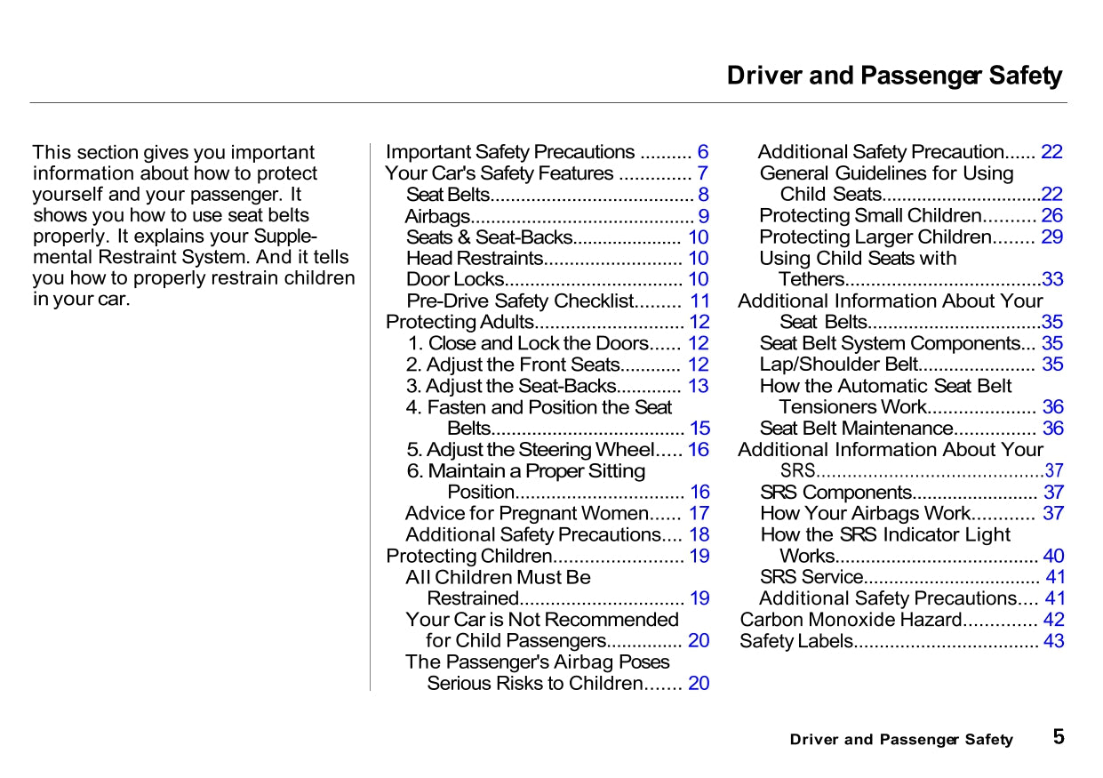 2001 Acura NSX Owner's Manual | English