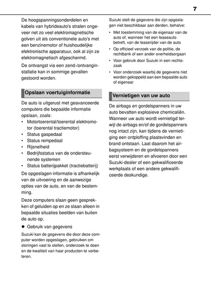 2020-2021 Suzuki Across Bedienungsanleitung | Niederländisch