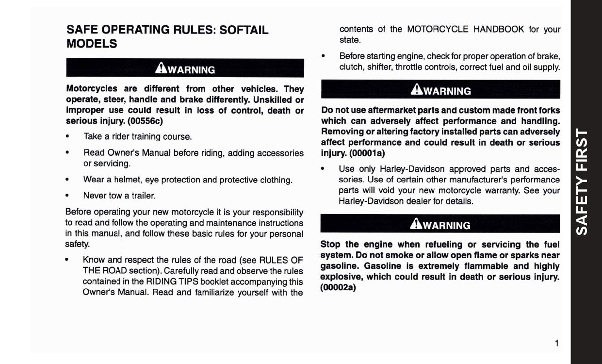 2009 Harley-Davidson FXSTSSE3 Owner's Manual | English