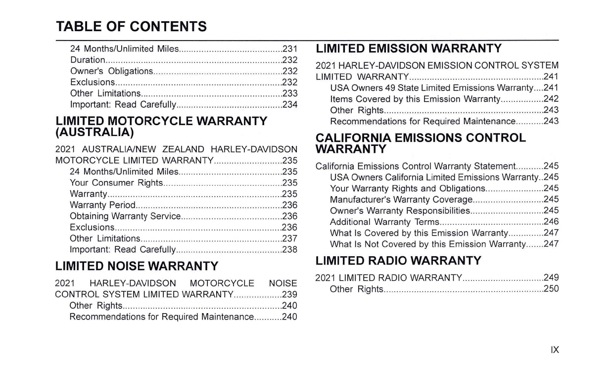 2021 Harley-Davidson Touring Owner's Manual | English