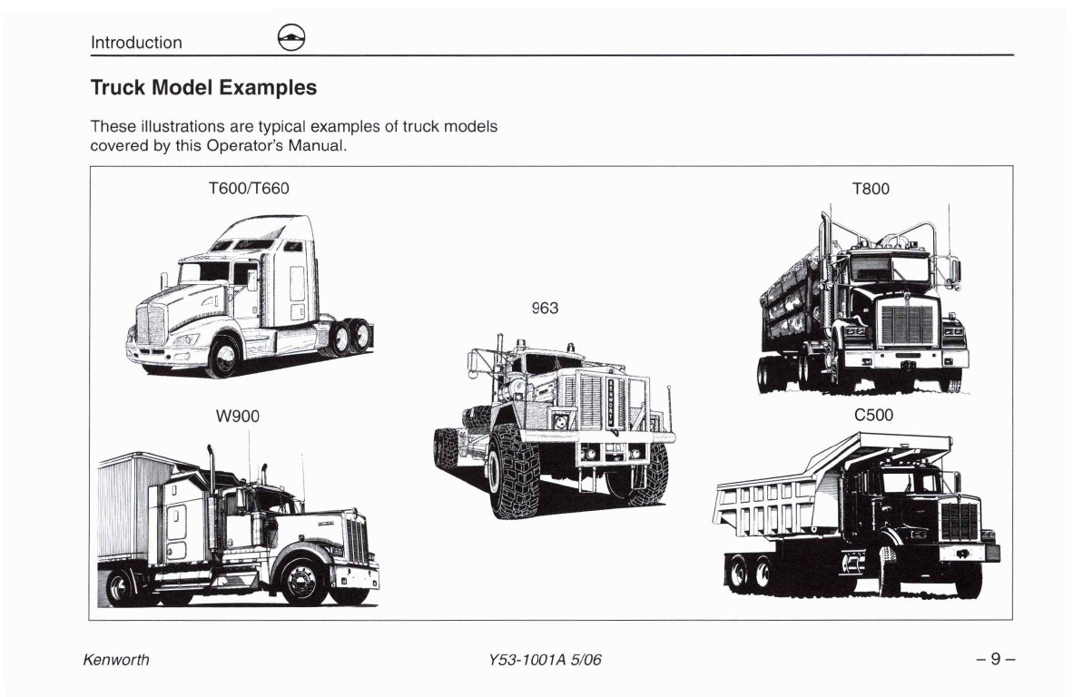 2004-2010 Kenworth W900/T600/T660/T800/C500 Owner's Manual | English