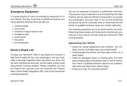 2005 Kenworth T300 Owner's Manual | English
