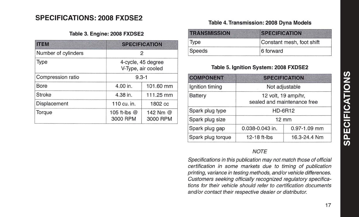 2008 Harley-Davidson FXDSE2 Gebruikershandleiding | Engels