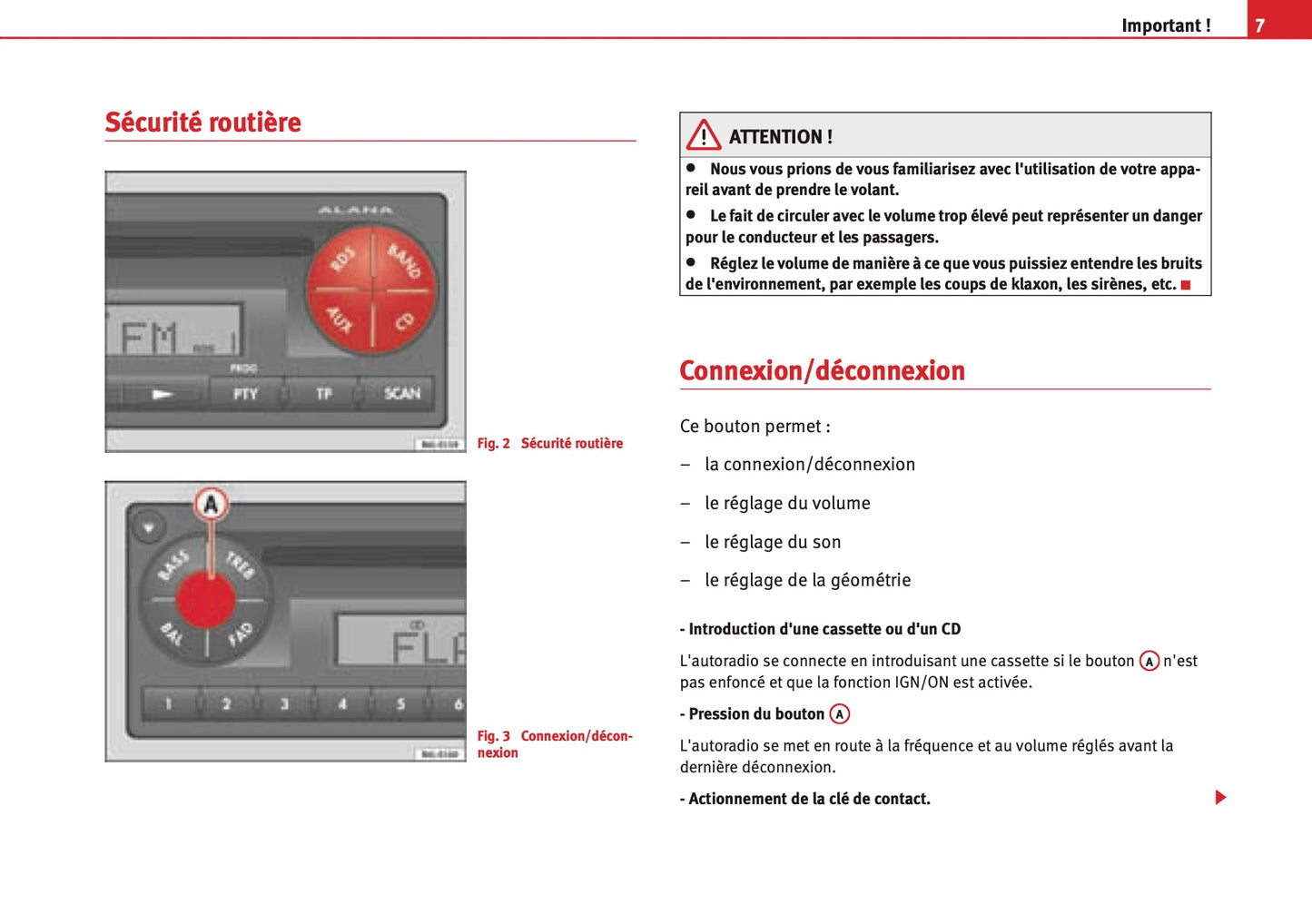 Seat Radio Alana - Alana MP3 Guide d'instructions