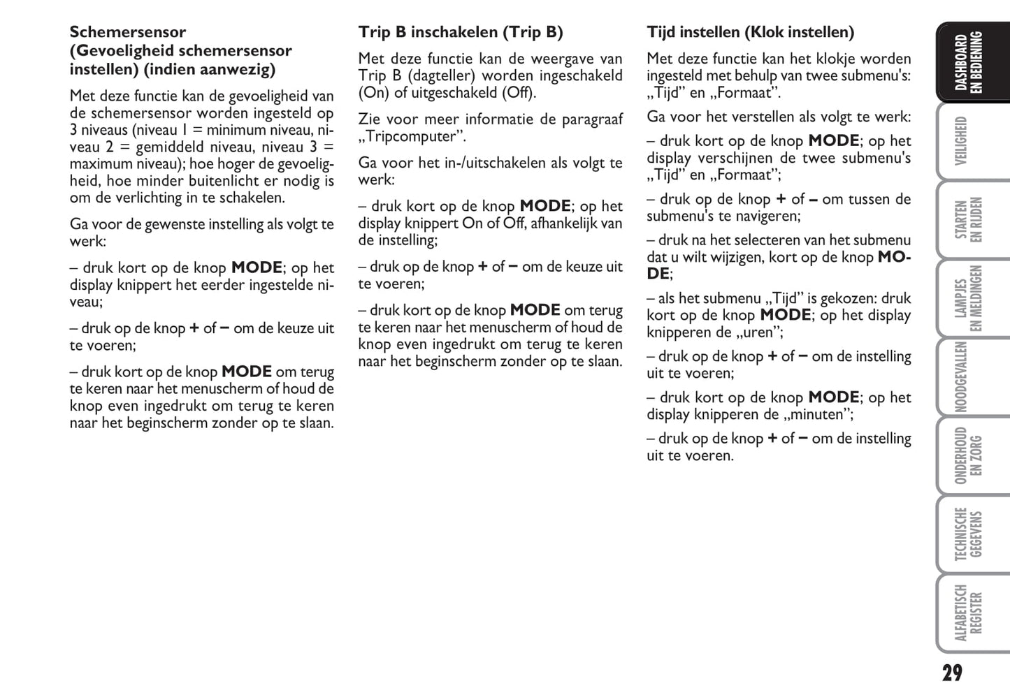 2009-2010 Fiat Croma Owner's Manual | Dutch