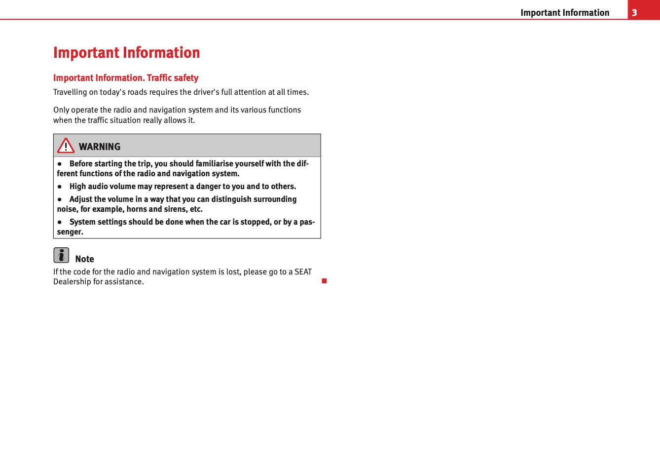 Seat Media System 2.2 Owners Manual