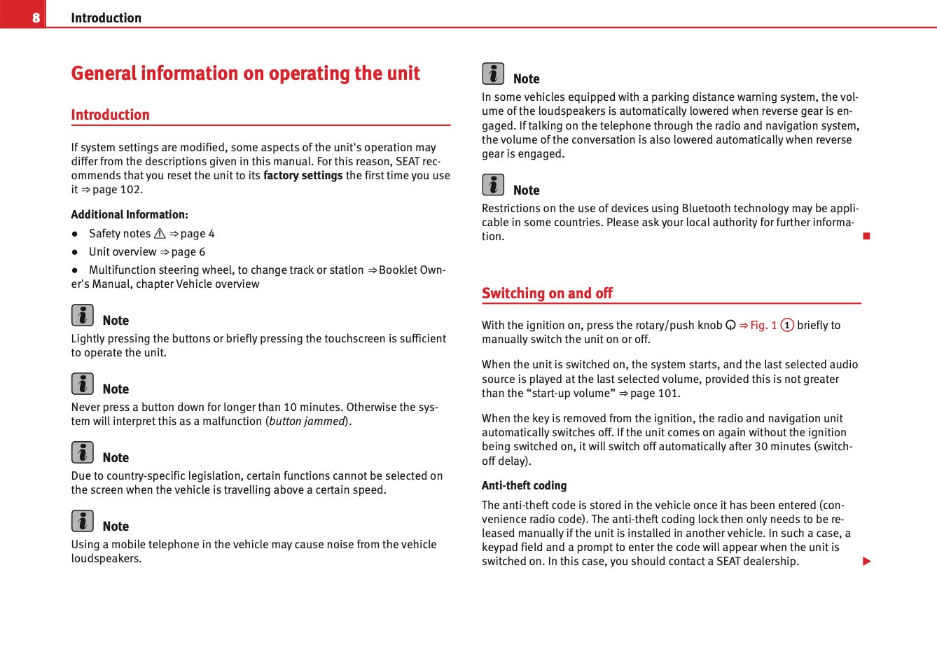 Seat Media System 2.2 Owners Manual