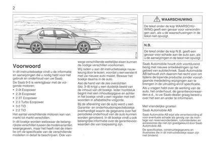 2001-2005 Saab 9-5 Manuel du propriétaire | Néerlandais