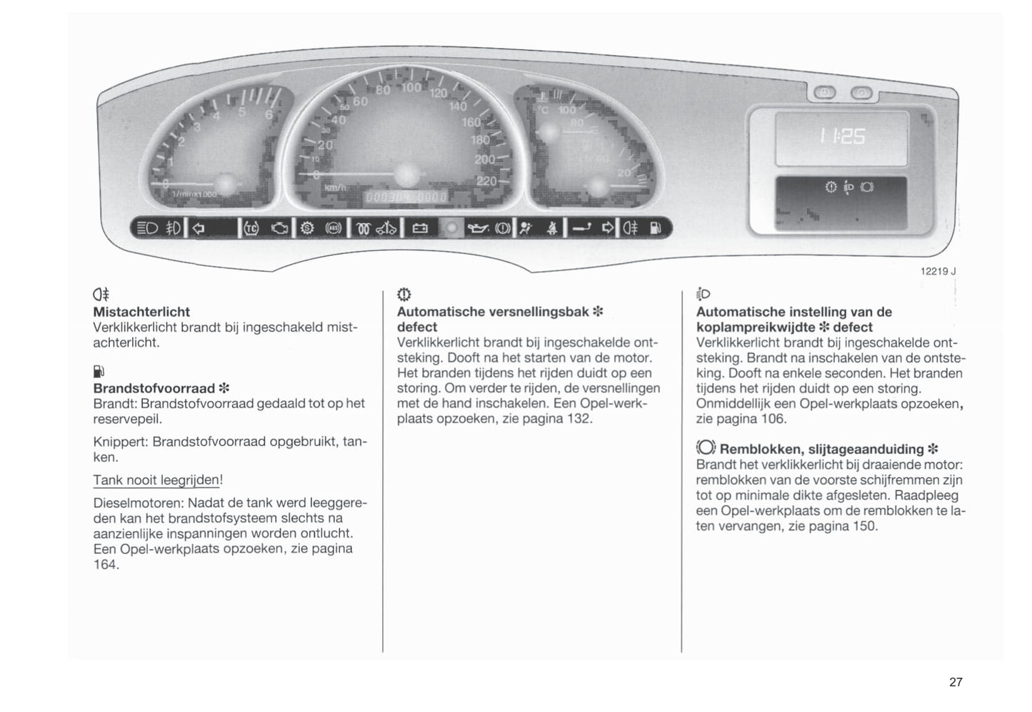 1999-2002 Opel Vectra Bedienungsanleitung | Niederländisch