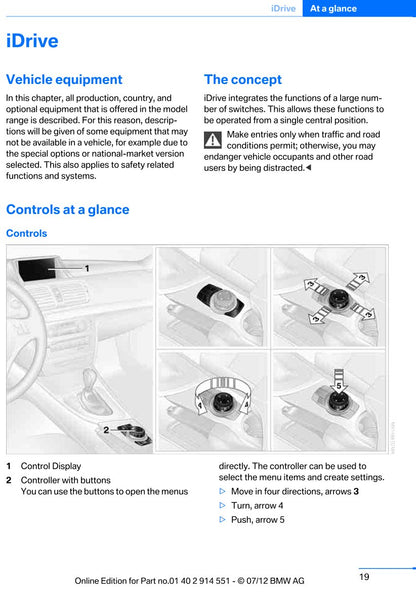 2012-2013 BMW 1 Series Owner's Manual | English