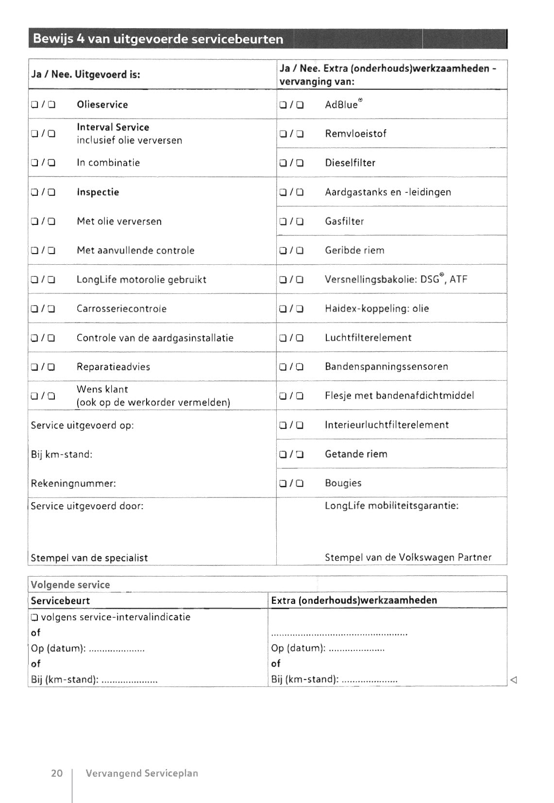 Volkswagen Serviceplan 1986 - 2018