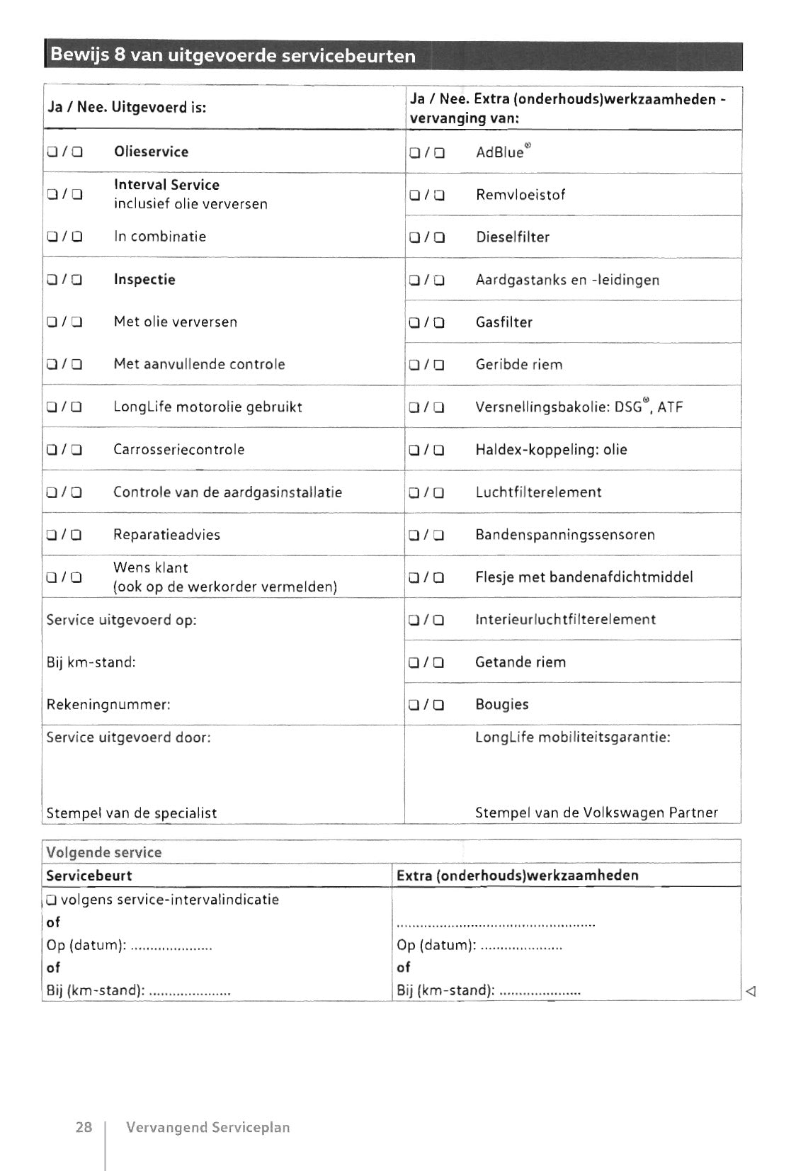 Volkswagen Serviceplan 1986 - 2018