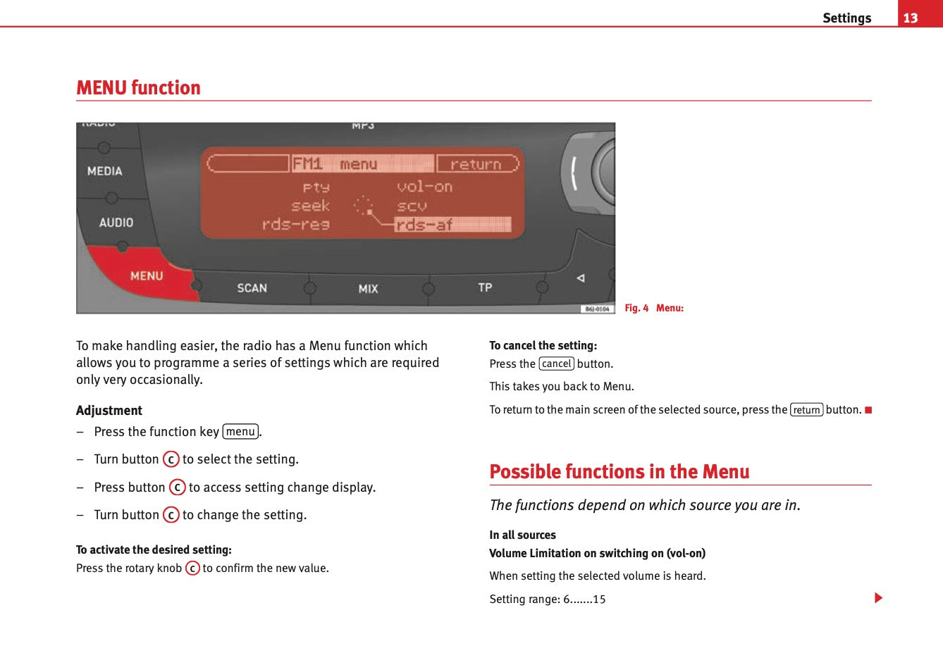 Seat Radio Car Stereo Mp3 Owners Manual