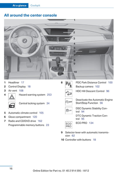 2013 BMW X1 Bedienungsanleitung | Englisch