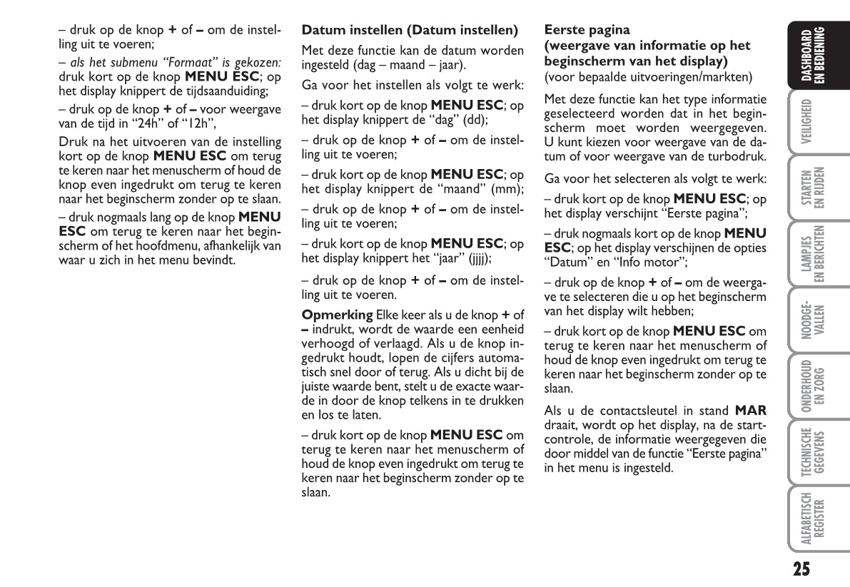 2010-2011 Fiat Grande Punto Owner's Manual | Dutch